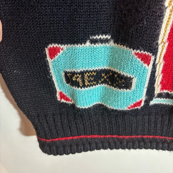 MEXX Sz L Bell Boy Travel Suitcase Wool Blend Short Rolled Neckline Sweater - Picture 2 of 8